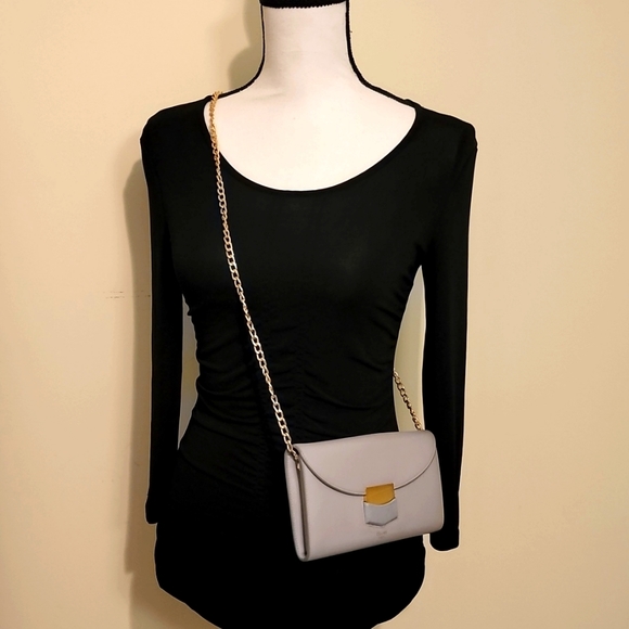 Celine Trotteur Crossbody Purse Clutch WOC Caviar Leather Gray - Picture 15 of 16